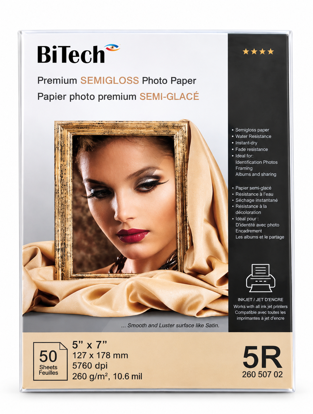 کاغذ سمی گلاسه بایتک 260 گرم 50 برگی A5 - BITECH